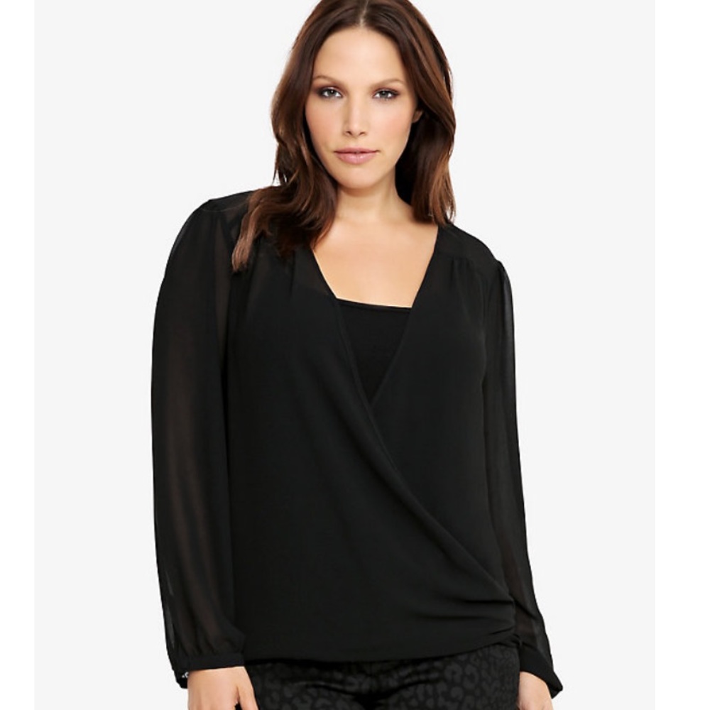 TORRID SIZE 0 CHIFFON FAUX WRAP TOP